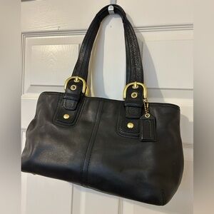 Coach SoHo Hamptons black leather satchel with hang tag and dust bag